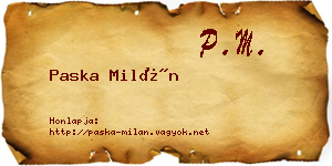 Paska Milán névjegykártya